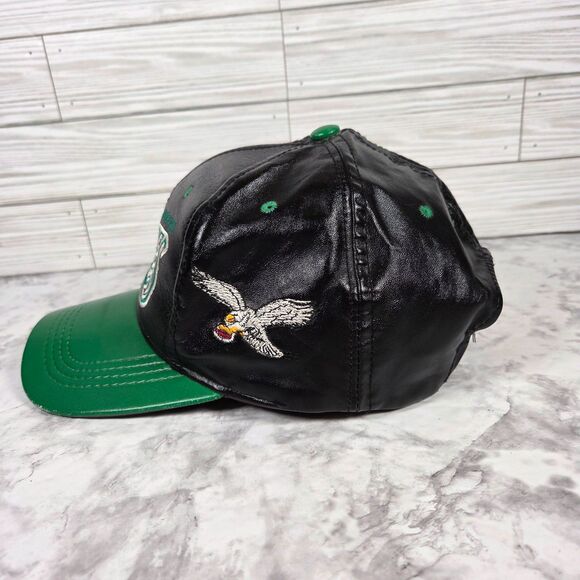 Vintage 90's Philadelphia Eagles Genuine Leather Made in USA Snapback Hat - Picture 3 of 11